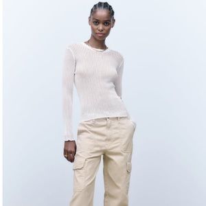 Zara white ribbed long sleeve